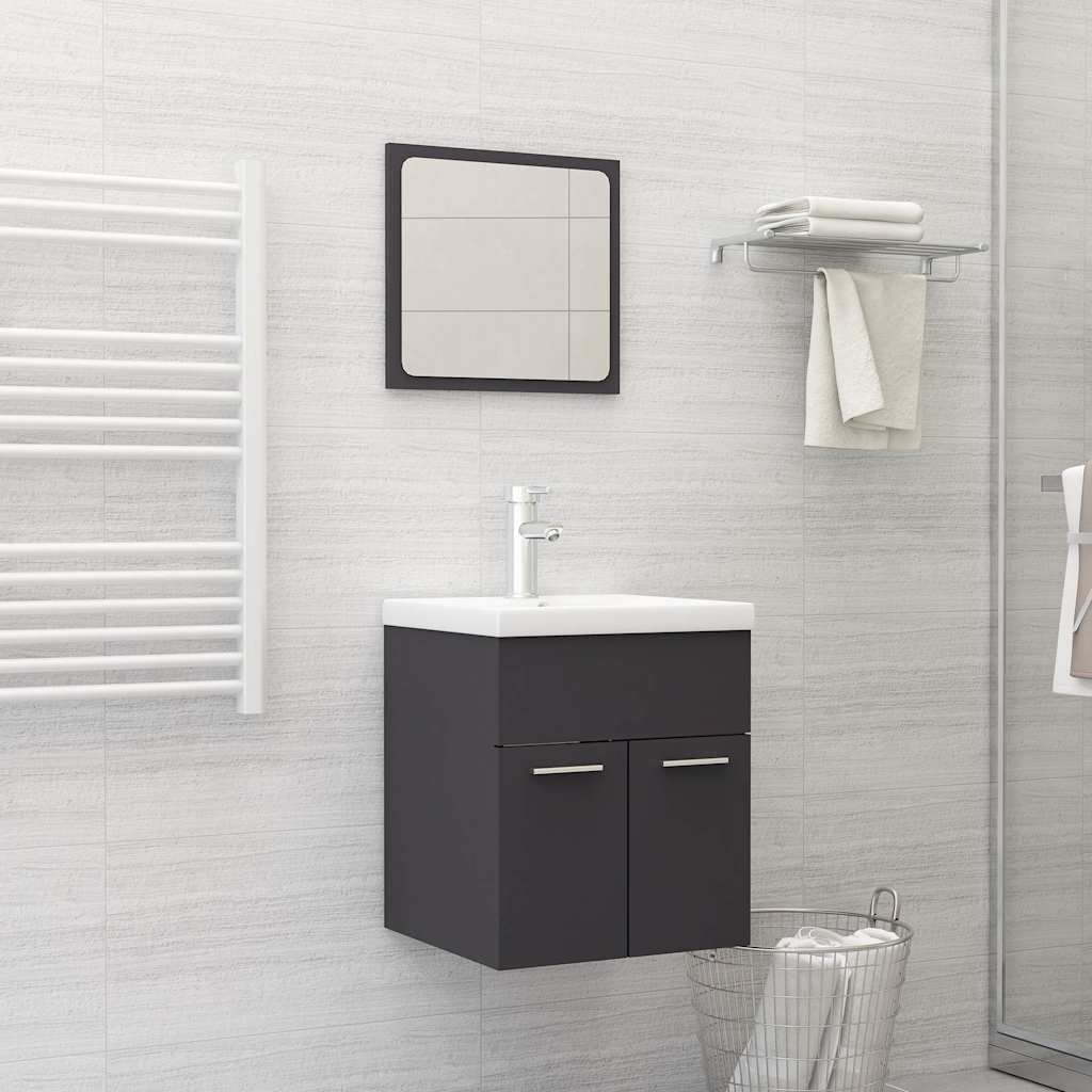 Set Mobili da Bagno Grigio in Truciolato vidaXL
