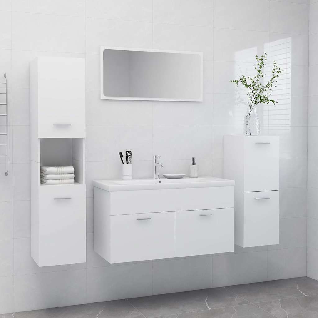 Set Mobili da Bagno Bianco in Truciolato vidaXL
