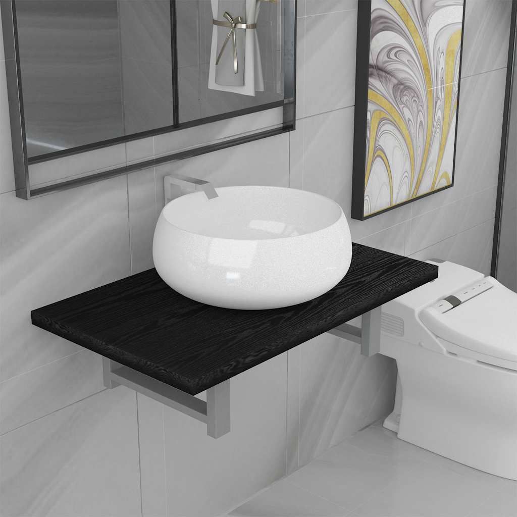 Set Mobili da Bagno 2 pz Ceramica Nero vidaXL