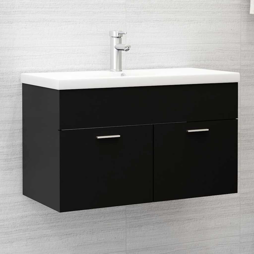 Mobile con Lavabo Integrato Nero in Legno Multistrato vidaXL