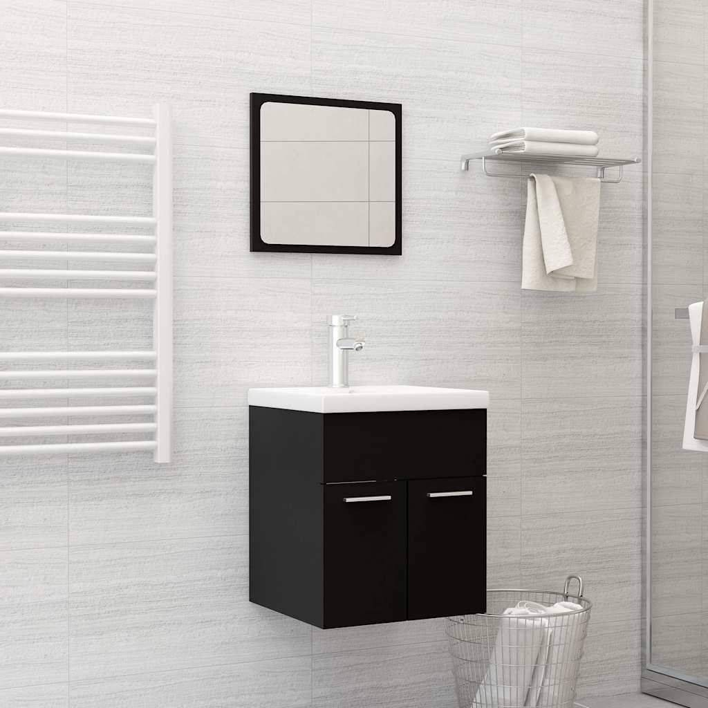 Set Mobili da Bagno Nero in Legno Multistrato vidaXL