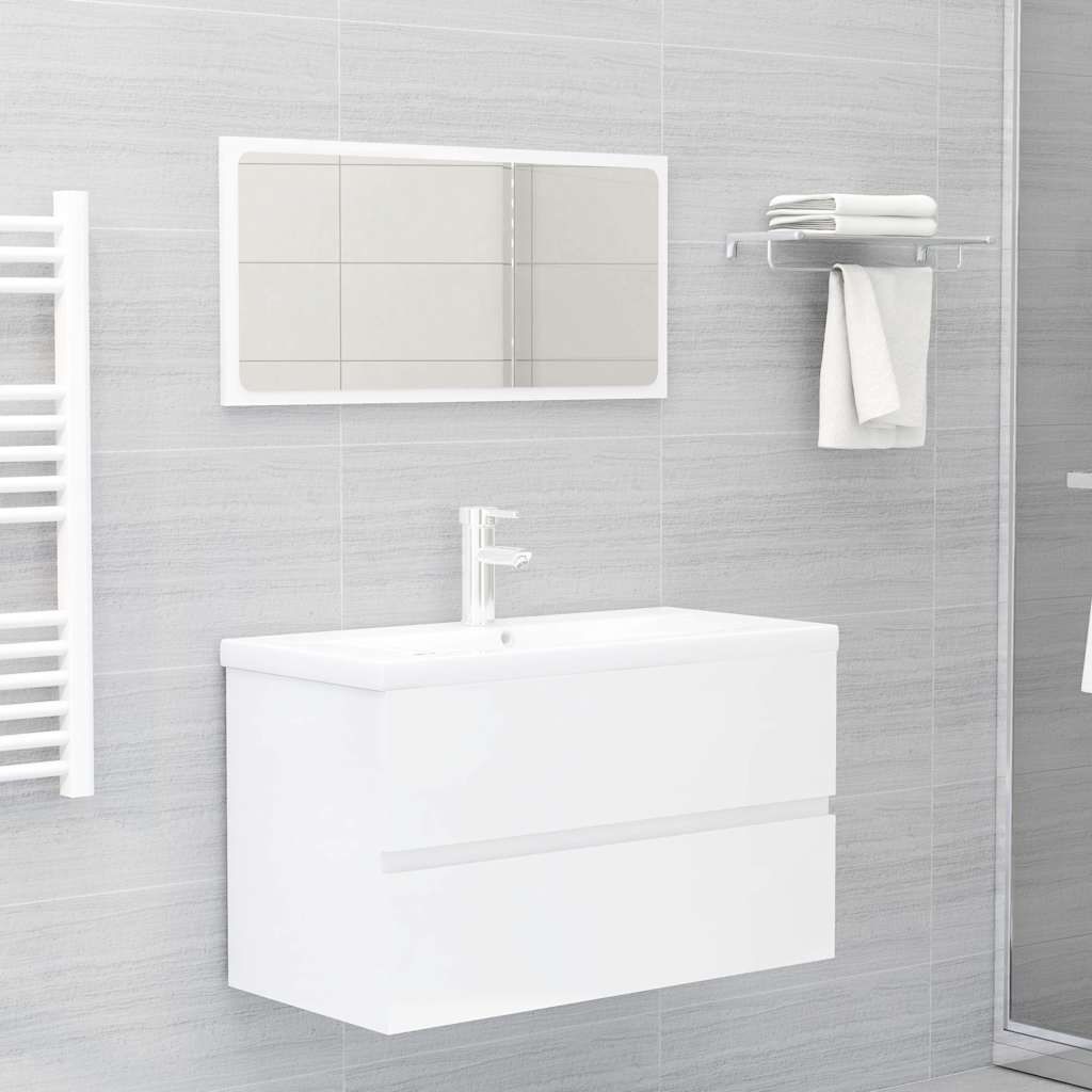 Set Mobili da Bagno Bianco Lucido in Legno Multistrato vidaXL