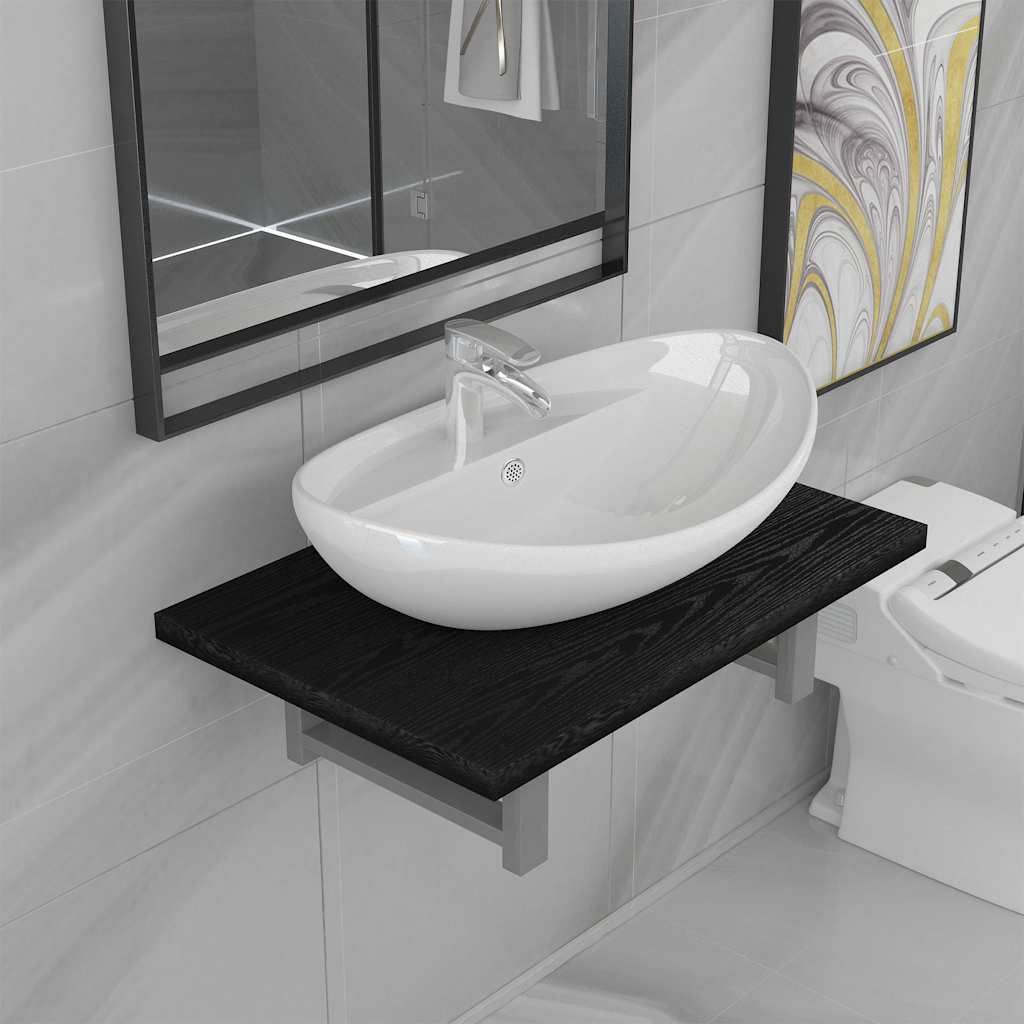 Set Mobili da Bagno 2 pz Ceramica Nero vidaXL