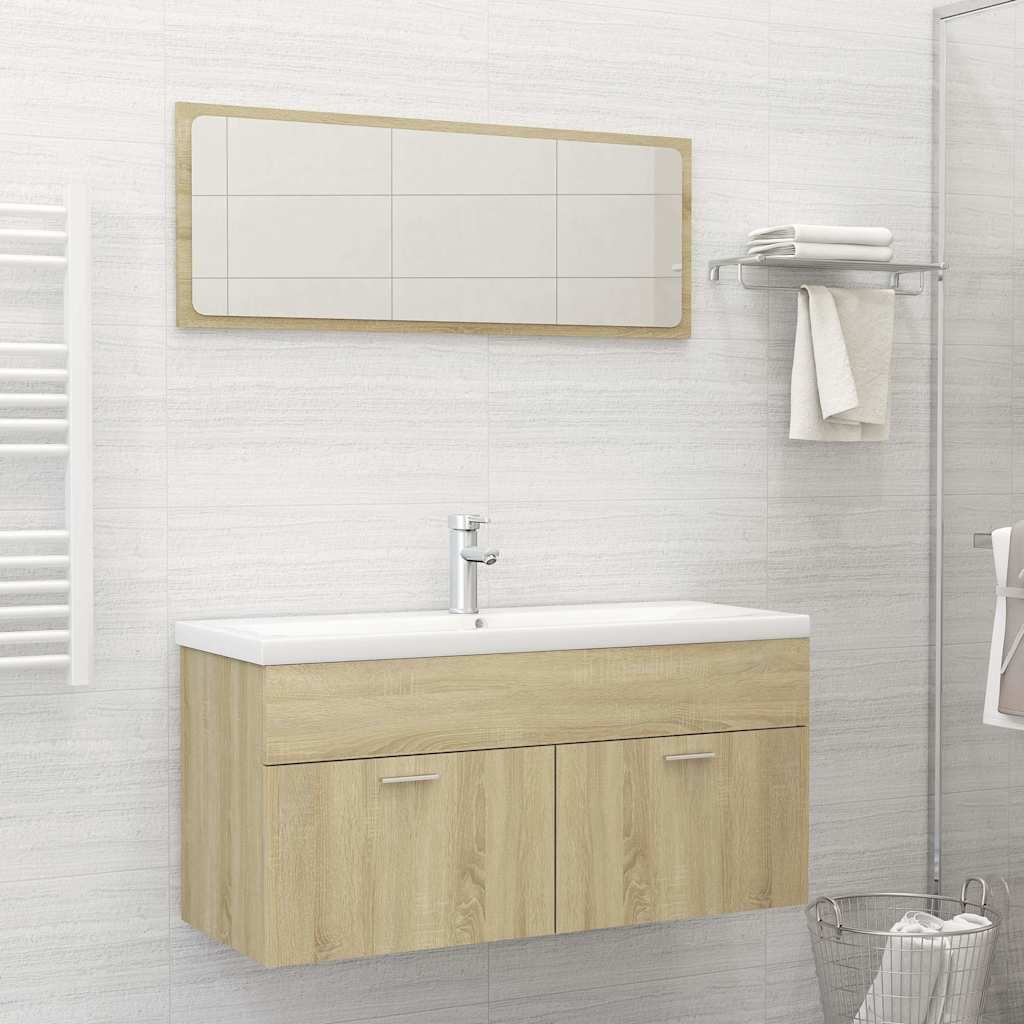 Set Mobili da Bagno Rovere Sonoma in Truciolato vidaXL
