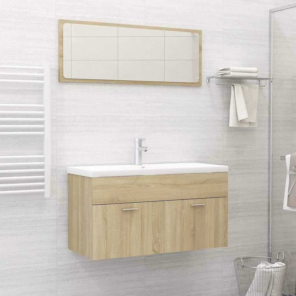 Set Mobili da Bagno Rovere Sonoma in Truciolato vidaXL