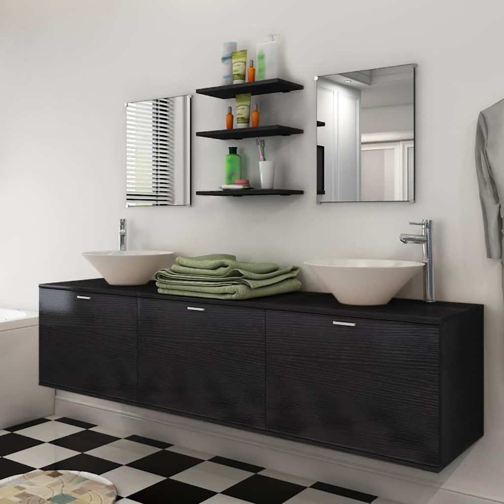 Set Mobili da Bagno con Lavabo 8 pz Nero vidaXL