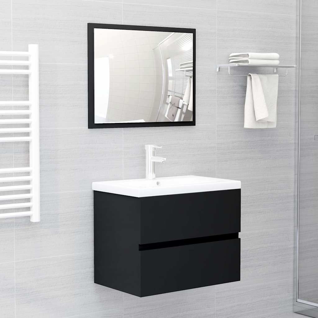 Set Mobili da Bagno Nero in Legno Multistrato vidaXL