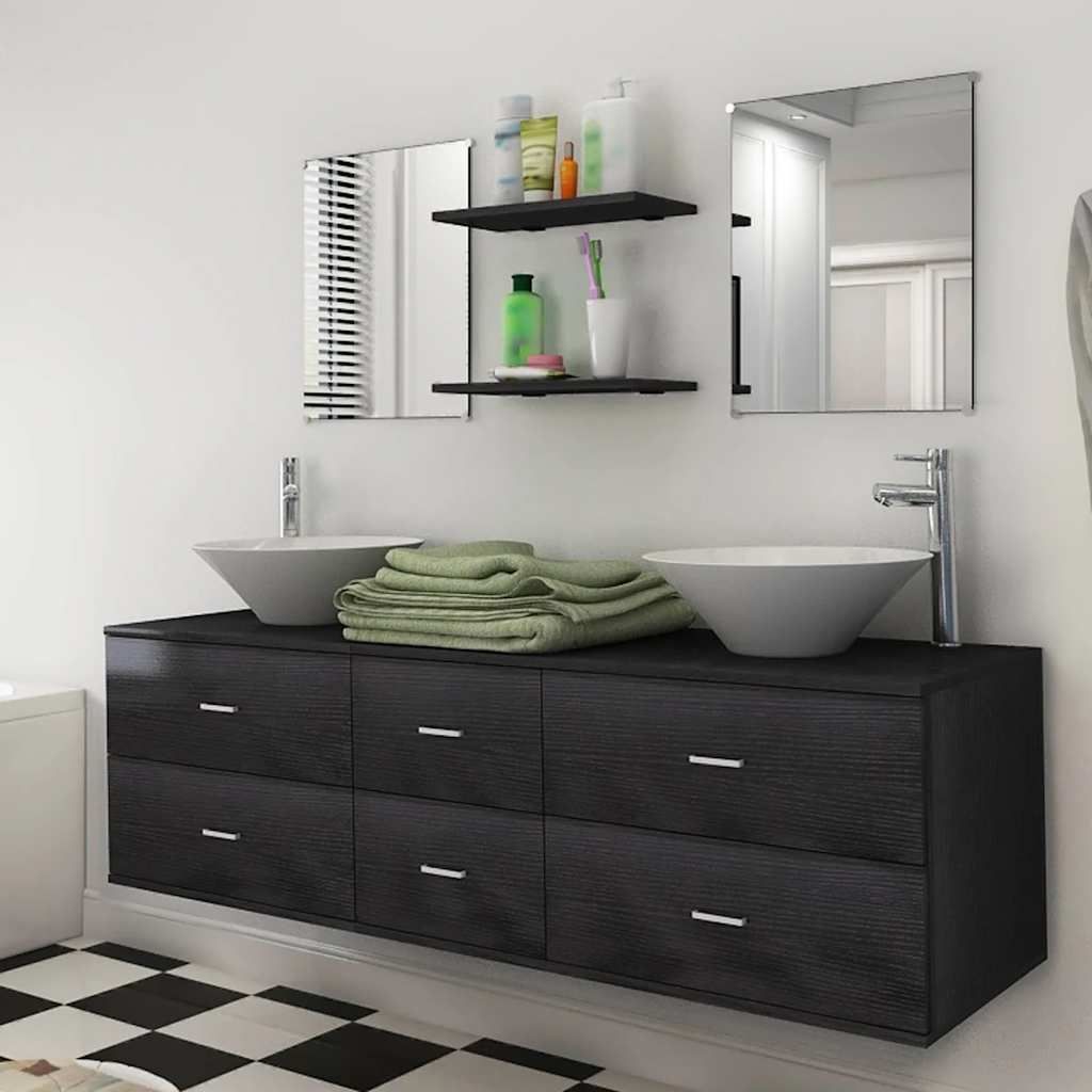 Mobili da Bagno con Lavabo Set 7 pz Nero vidaXL