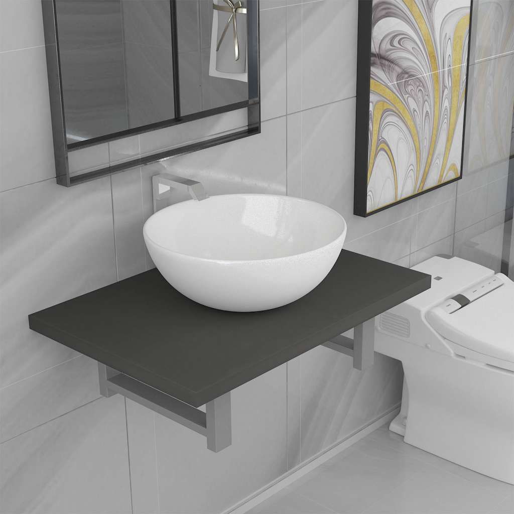 Set Mobili da Bagno 2 pz Ceramica Grigio vidaXL