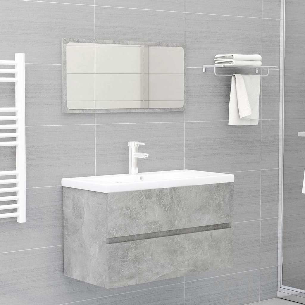 Set Mobili da Bagno Grigio Cemento in Legno Multistrato vidaXL
