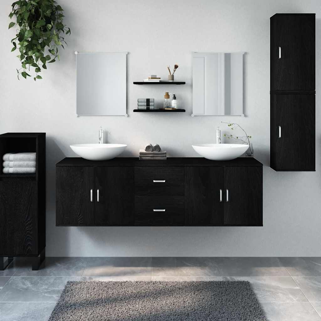 Set Mobili da Bagno 7 pz Nero in Legno Multistrato vidaXL
