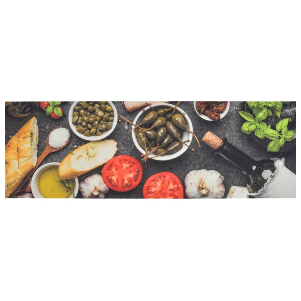 Tappeto da Cucina Lavabile Vino e Cena 60x180 cm Velluto vidaXL