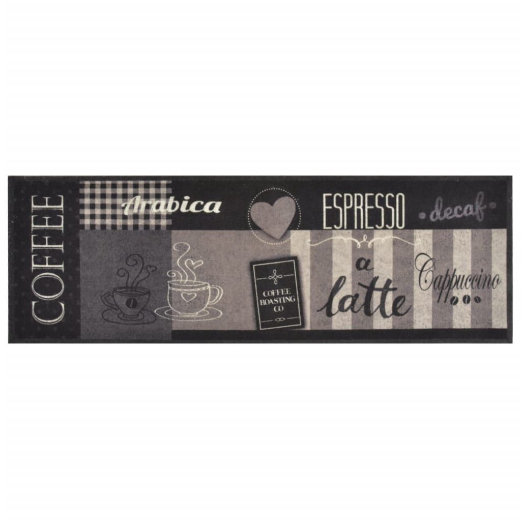 Tappeto da Cucina Lavabile Nero Caffè 60x180 cm Velluto vidaXL