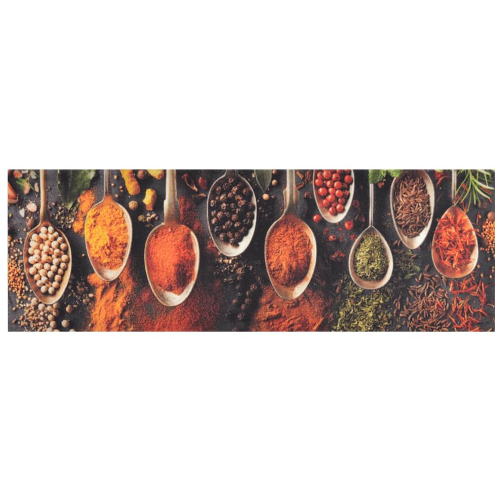 Tappeto da Cucina Lavabile Cucchiai e Spezie 60x180 cm Velluto vidaXL