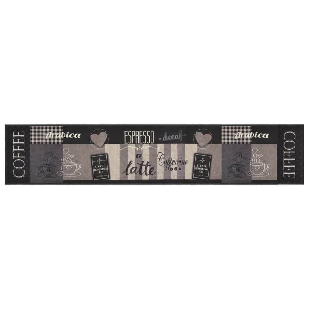 Tappeto da Cucina Lavabile Nero Caffè 60x300 cm Velluto vidaXL