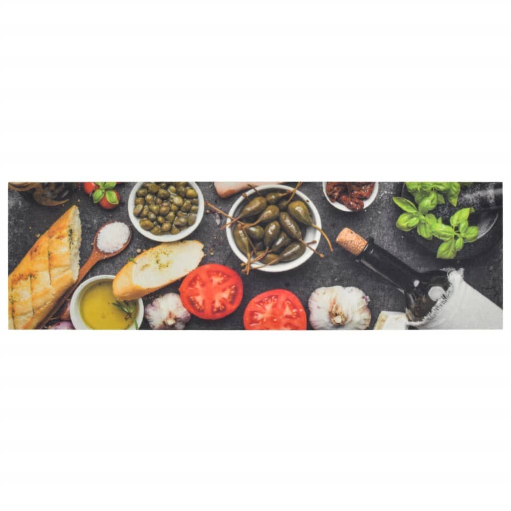 Tappeto da Cucina Lavabile Vino e Cena 45x150 cm Velluto vidaXL