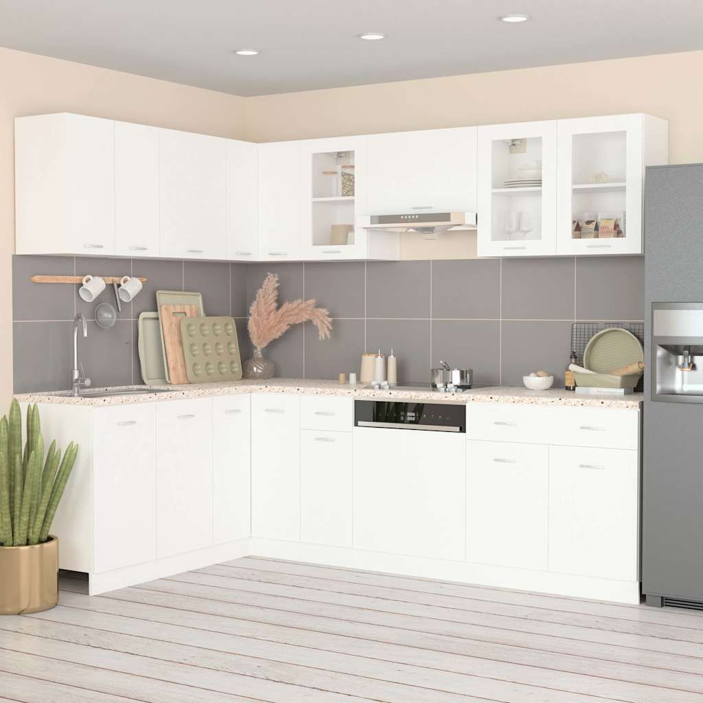 Set Armadi da Cucina 11 pz Lyon Bianco in Truciolato vidaXL