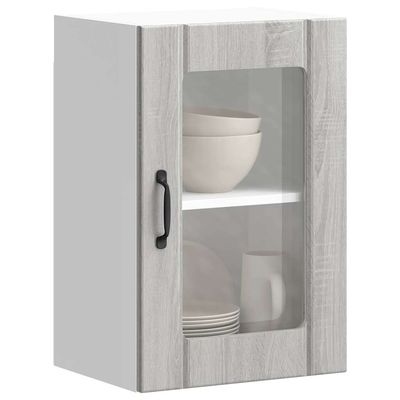 Pensile da Cucina con Porta in Vetro Lucca Grigio Sonoma vidaXL Pensile da Cucina con Porta in Vetro Lucca Grigio Sonoma vidaXL