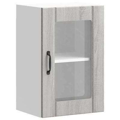 Pensile da Cucina con Porta in Vetro Lucca Grigio Sonoma vidaXL