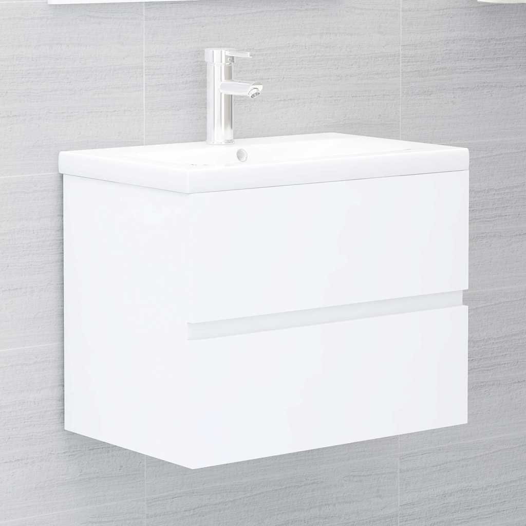Mobile con Lavabo Integrato Bianco in Legno Multistrato vidaXL