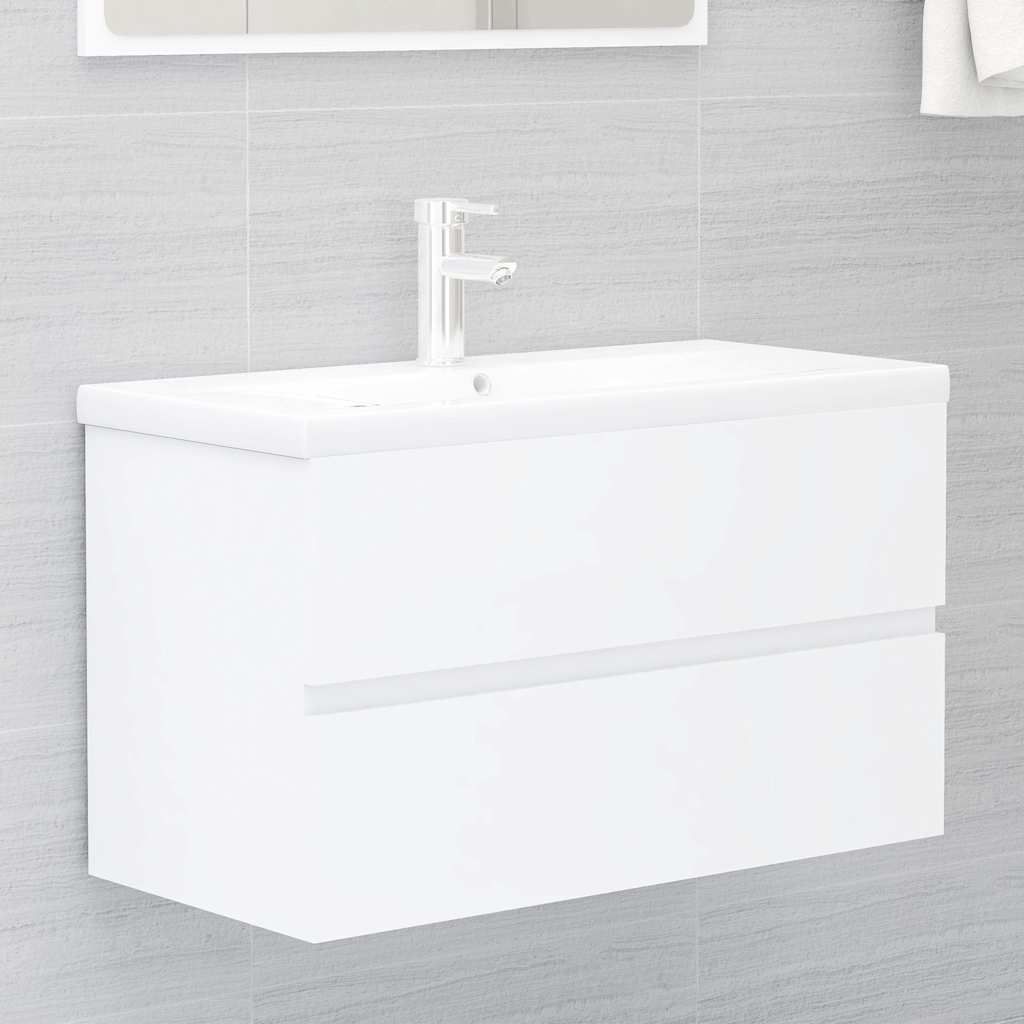 Mobile con Lavabo Integrato Bianco in Legno Multistrato vidaXL