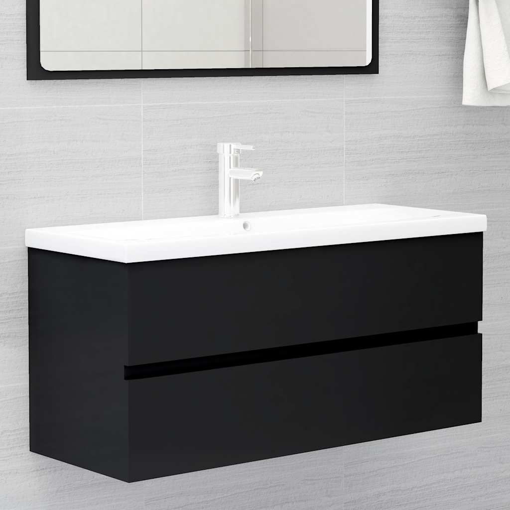 Mobile con Lavabo Integrato Nero in Legno Multistrato vidaXL