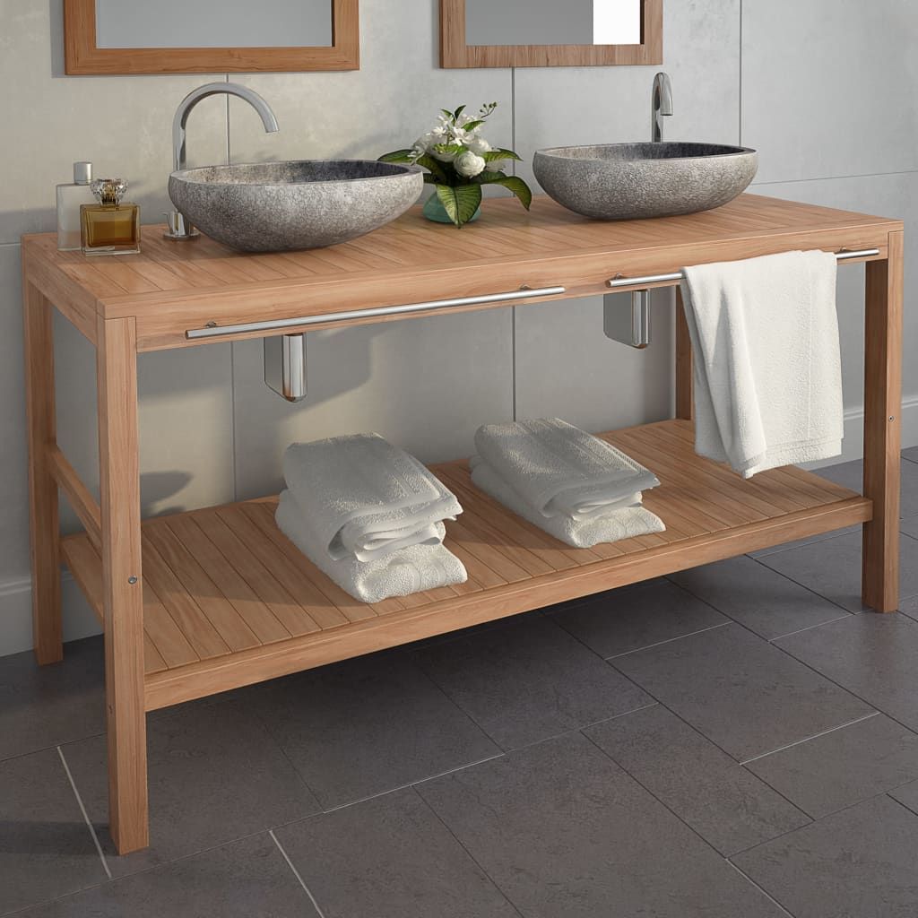 Mobile per Lavabo in Massello di Teak  132x45x75 cm vidaXL