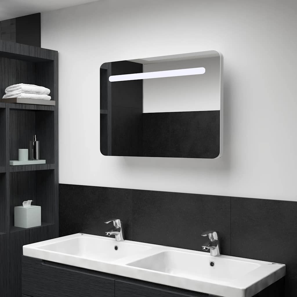 Armadietto Bagno con Specchio e LED 80x9,5x55 cm vidaXL