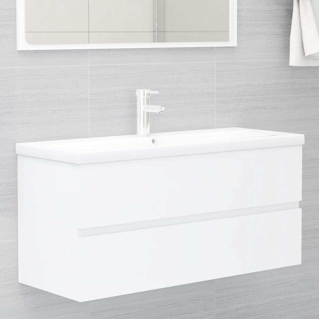 Mobile Bagno con Lavabo Integrato Bianco in Legno Multistrato vidaXL