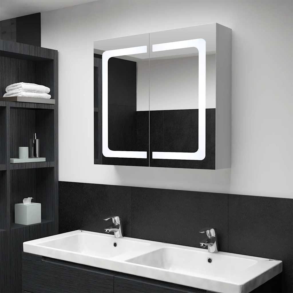 Armadietto Bagno con Specchio e LED 80x12,2x68 cm vidaXL