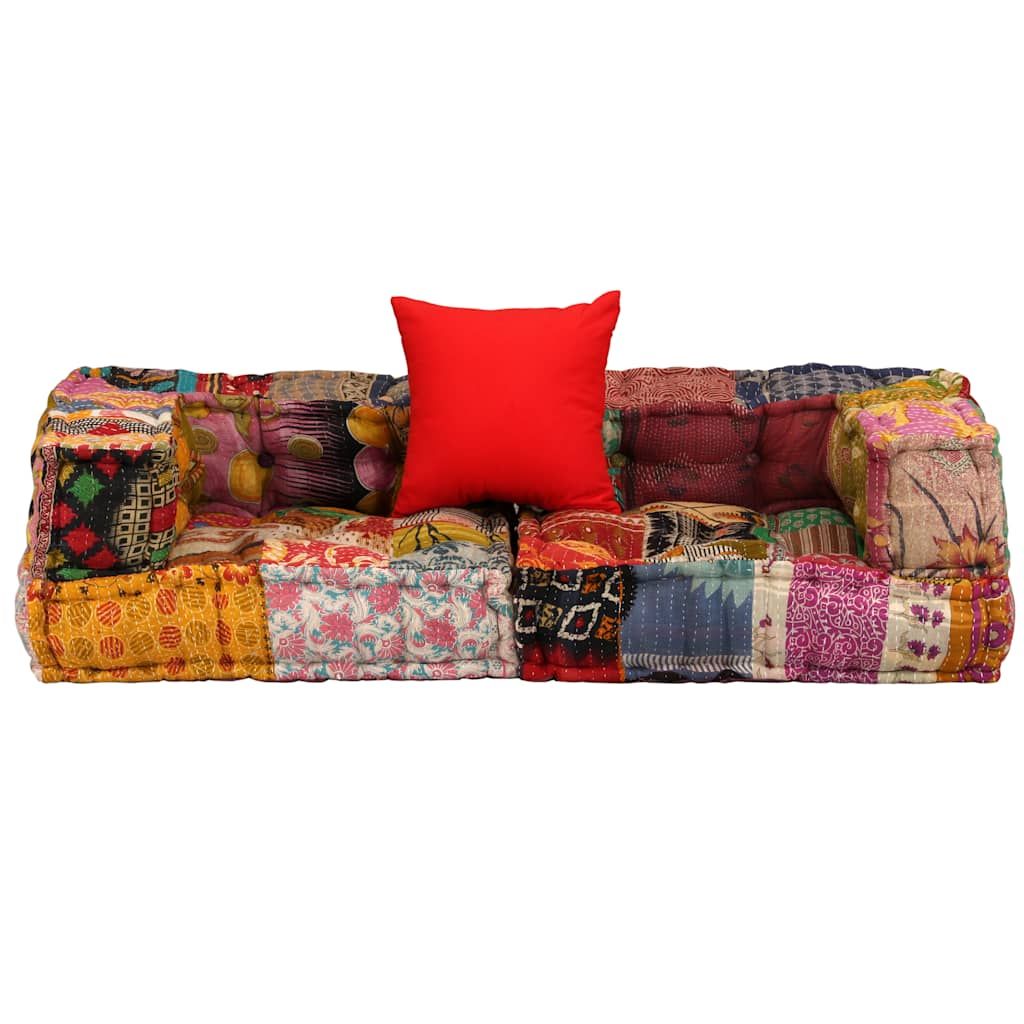 Pouf Modulare a 2 Posti in Tessuto Patchwork vidaXL