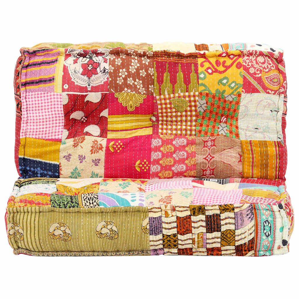 Pouf 100x100x20 cm in Tessuto Patchwork vidaXL