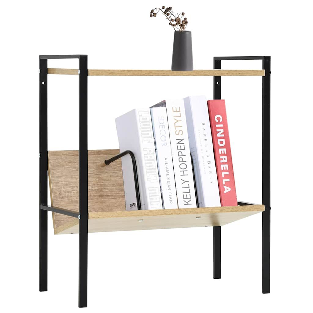 Scaffale Libri 2 Ripiani Nero e Rovere 52x28x59 cm Multistrato vidaXL