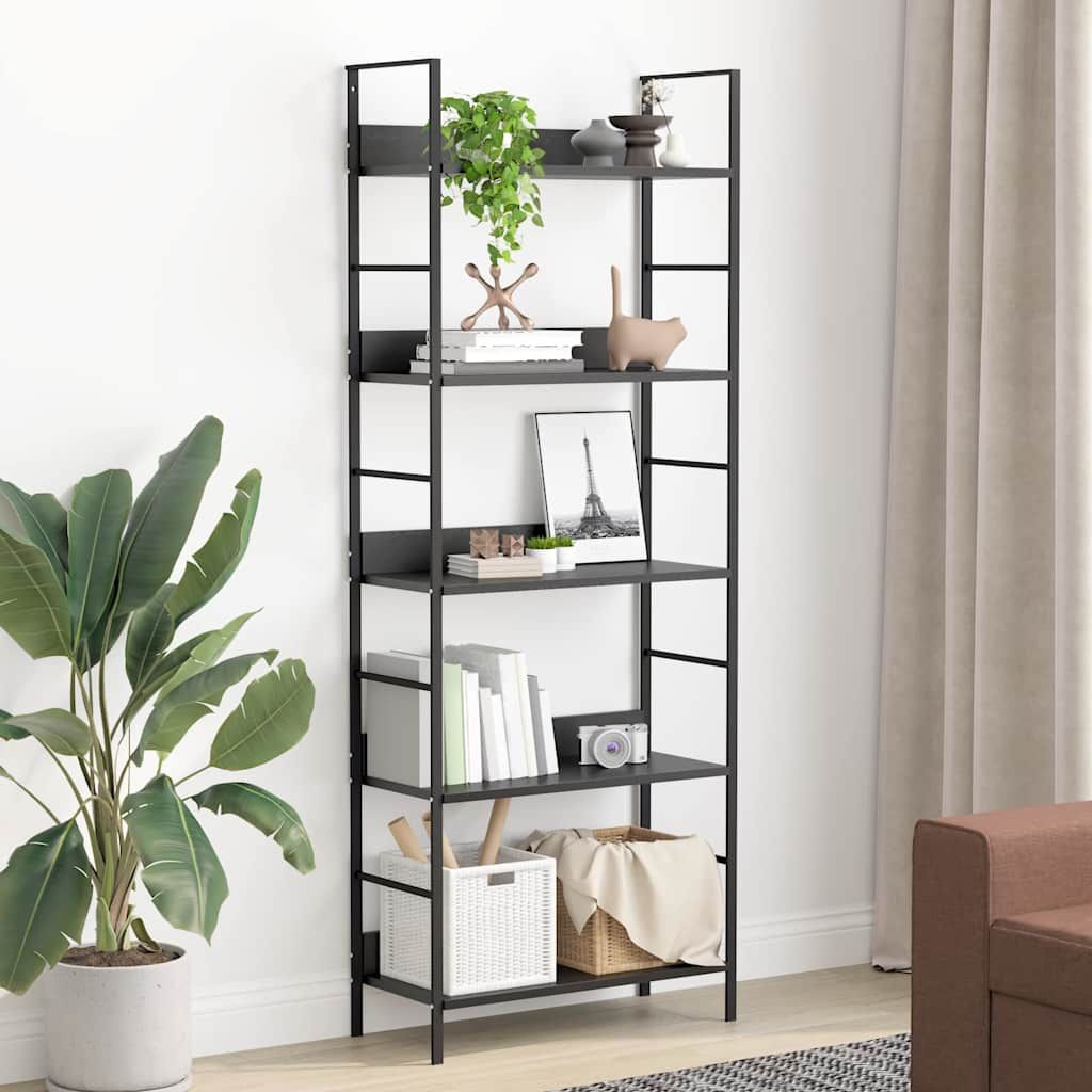 Scaffale Libri 5 Ripiani Nero 60x27,6x128,5cm Legno Multistrato vidaXL