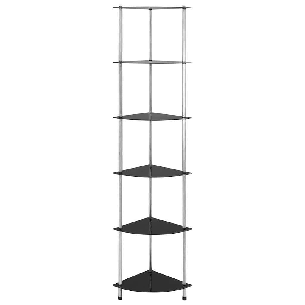 Scaffale a 6 Livelli Nero 30x30x160 cm Vetro Temperato vidaXL