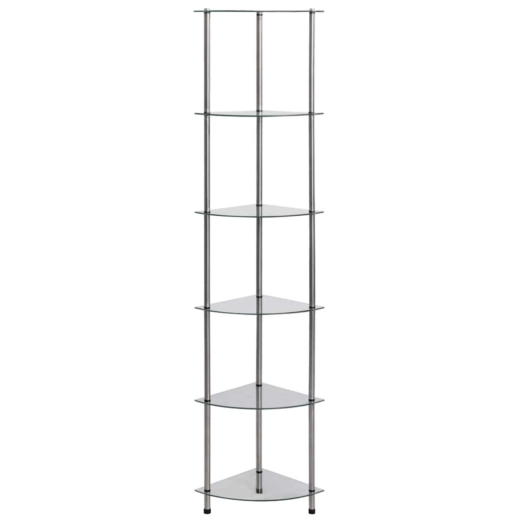 Scaffale a 6 Livelli Trasparente 30x30x160 cm Vetro Temperato vidaXL
