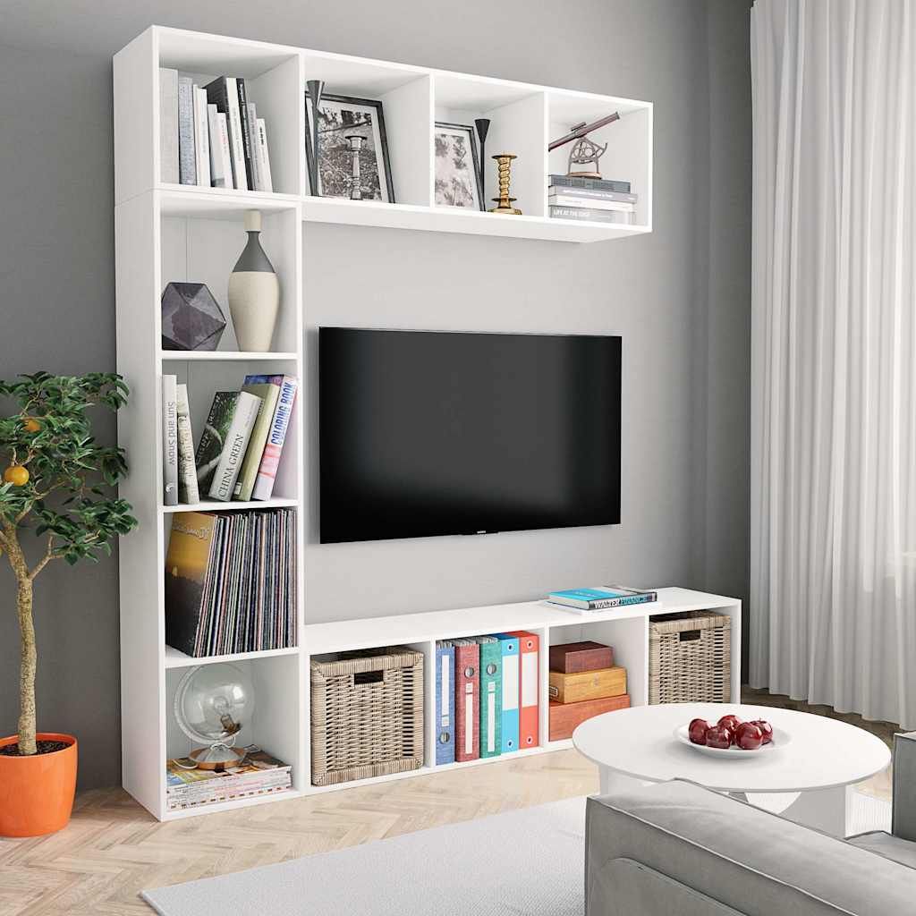 Set Mobili Libreria/Porta TV 3 pz Bianco 180x30x180 cm vidaXL