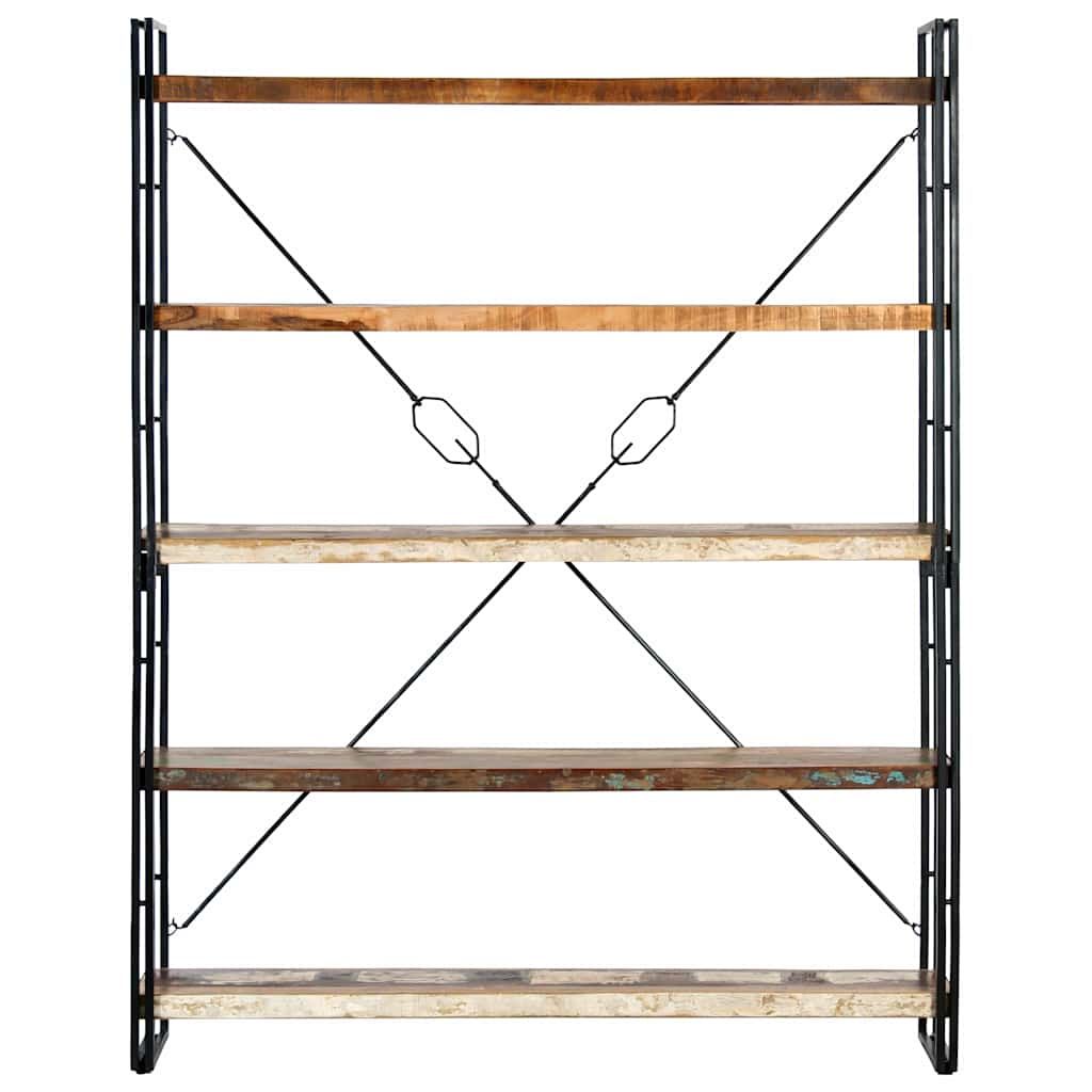 Libreria a 5 Ripiani 140x30x180 cm in Massello di Recupero vidaXL