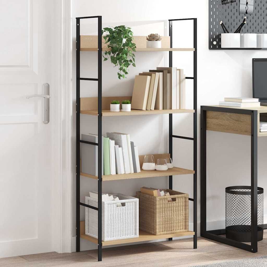 Scaffale Libri 4 Ripiani Rovere 60x27,6x124,5 Legno Multistrato vidaXL