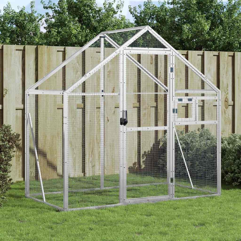 Voliera Argento 179x100x185 cm in Alluminio vidaXL