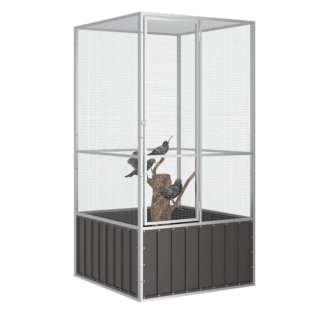 Gabbia per Uccelli Antracite 111x107x211,5 cm Acciaio Zincato vidaXL