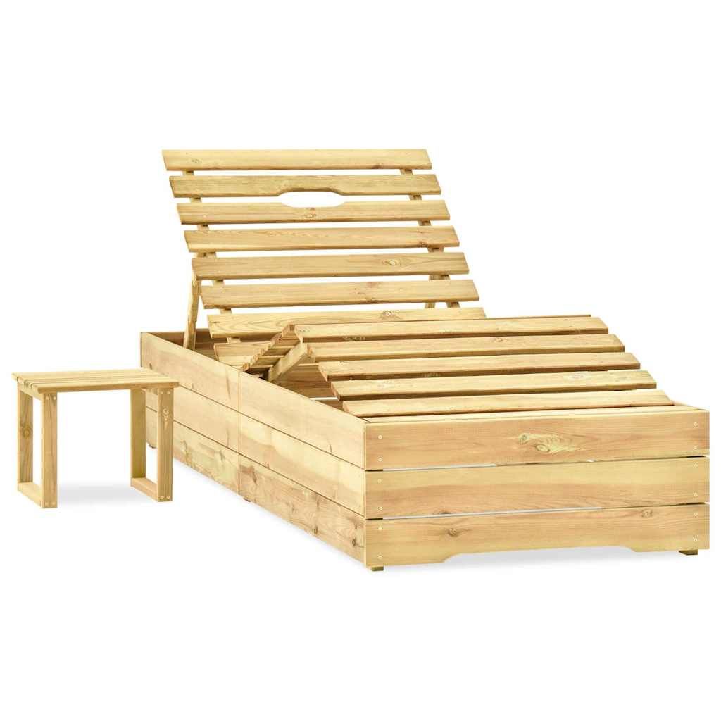 Lettino da Giardino con Tavolino Cuscino Legno Pino Impregnato vidaXL