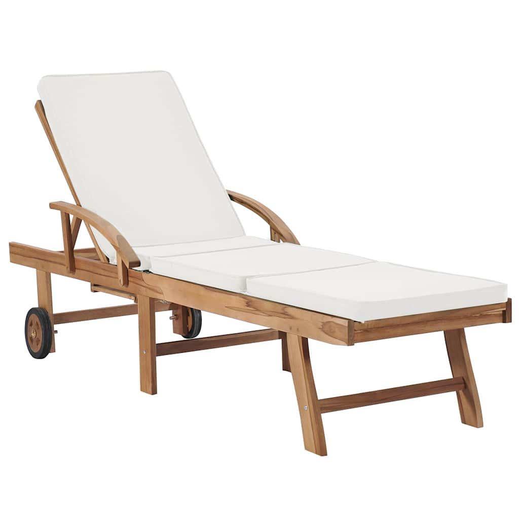 Lettini Prendisole con Cuscini 2 pz in Legno di Teak Crema vidaXL