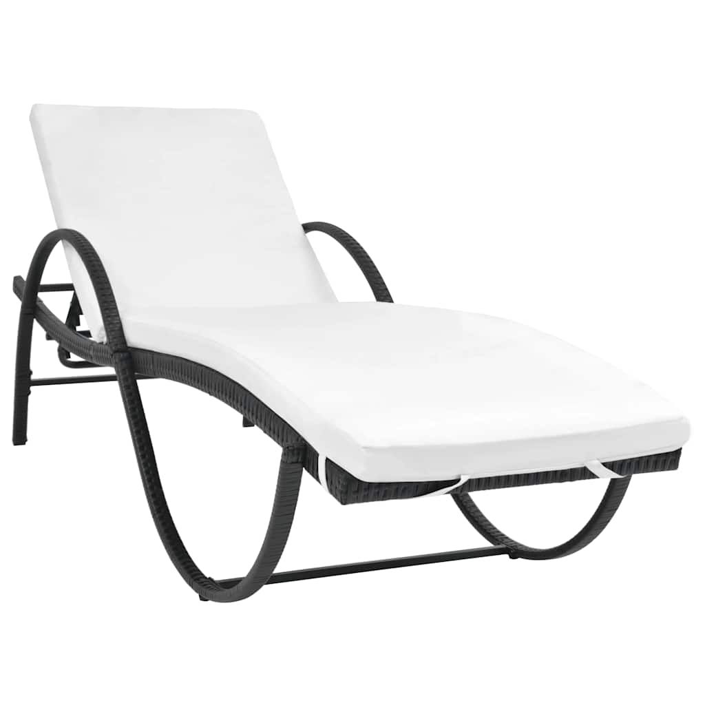 Lettini Prendisole 2 pz con Tavolo in Polyrattan Nero vidaXL