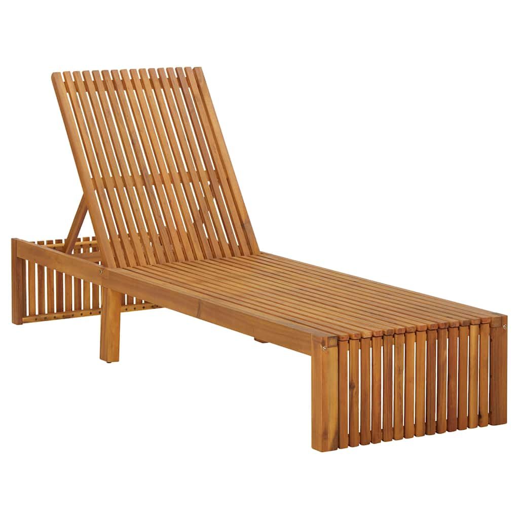 Lettino Prendisole con Cuscino in Legno Massello di Acacia vidaXL
