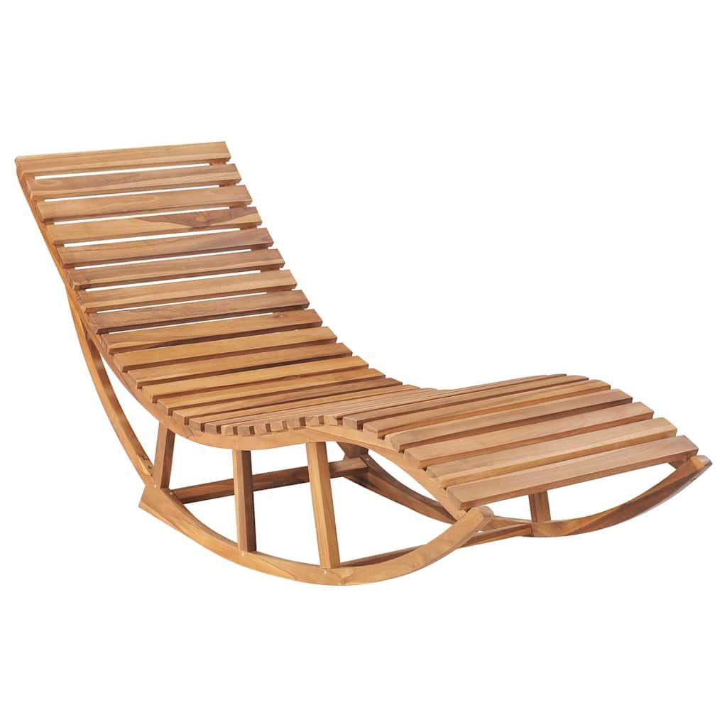 Lettino Prendisole a Dondolo con Cuscino in Massello di Teak vidaXL