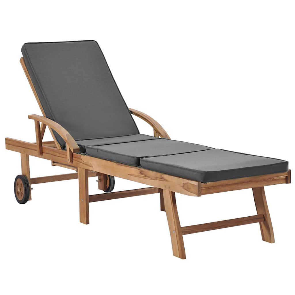 Lettini Prendisole con Cuscini 2 pz Legno di Teak Grigio Scuro vidaXL