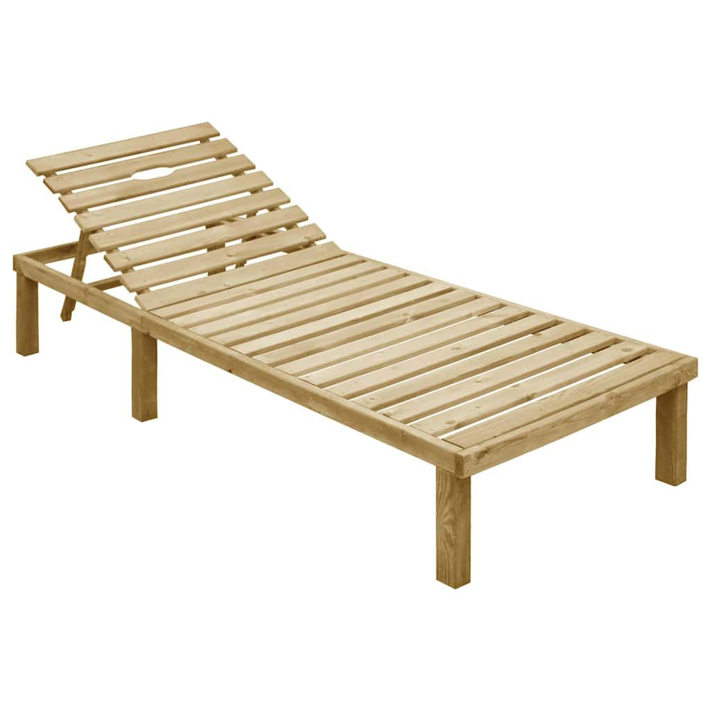 Lettino da Giardino con Cuscino Beige Legno Pino Impregnato vidaXL