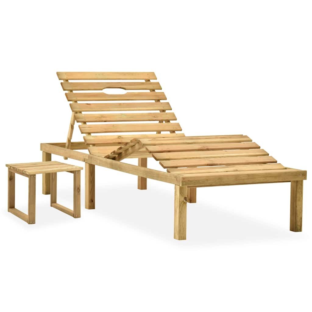 Lettino da Giardino con Tavolino Cuscino Legno Pino Impregnato vidaXL
