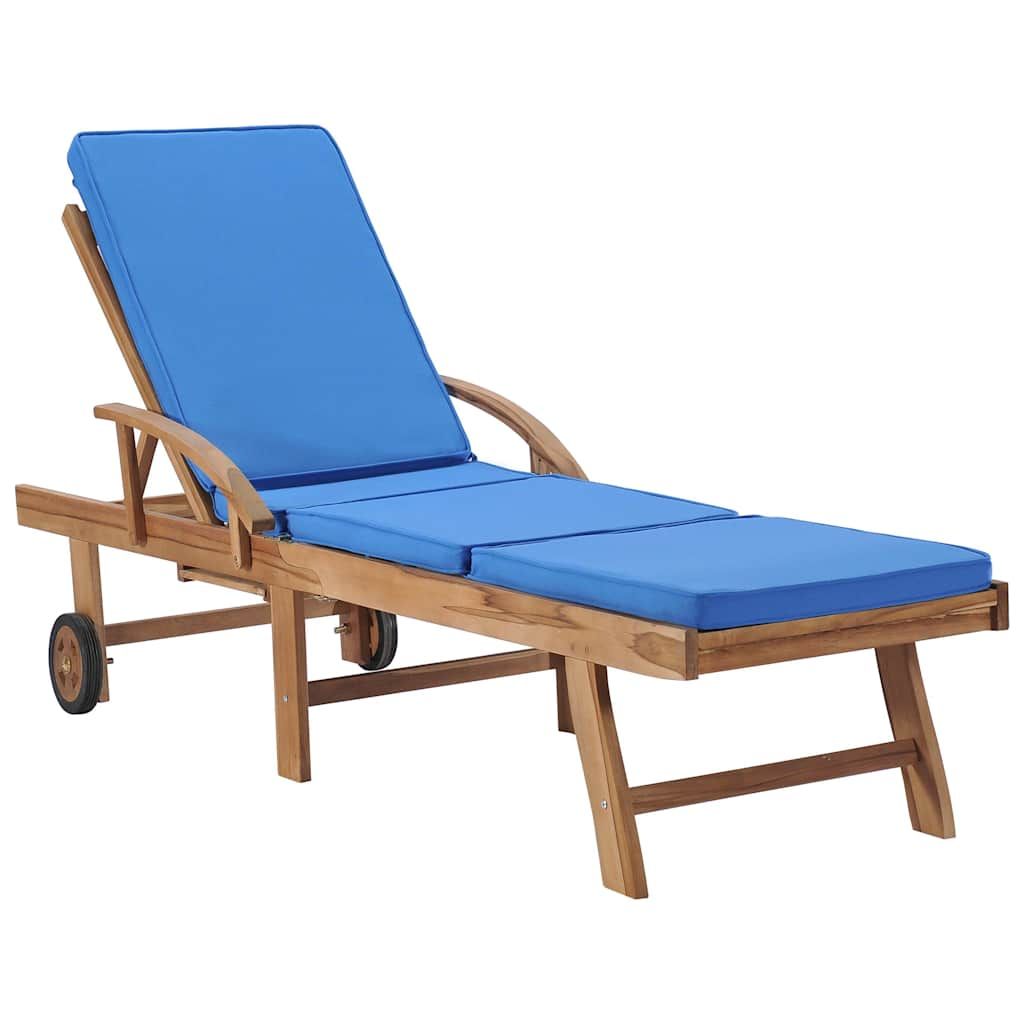 Lettini Prendisole con Cuscini 2 pz in Legno di Teak Blu vidaXL